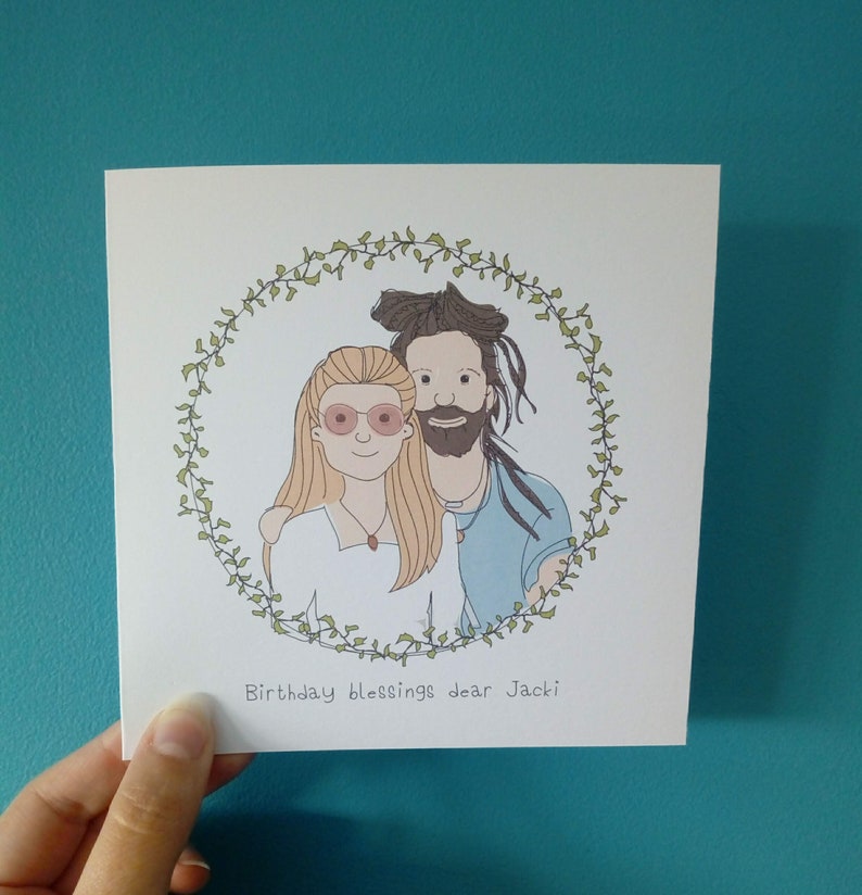 Cartoon Card, personalised card, cartoon illustration, family portrait card, anniversary, engagement, cartoon illustration card, cute card image 5