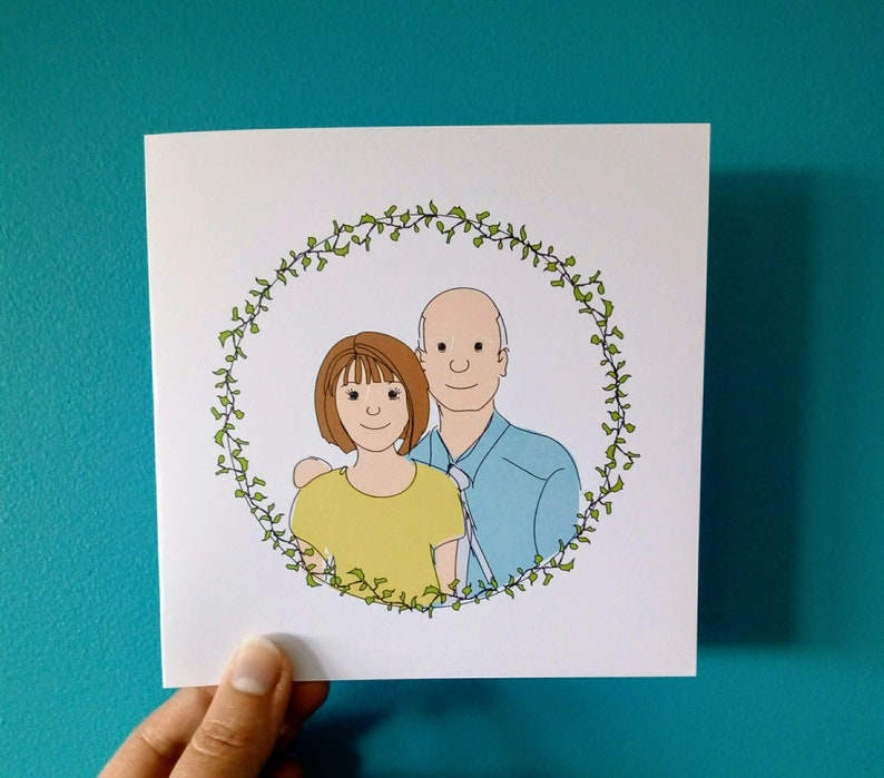 Cartoon Card, personalised card, cartoon illustration, family portrait card, anniversary, engagement, cartoon illustration card, cute card image 6