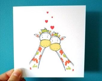 Giraffes Card, Valentines Day card, Anniversary, engagement card, gift cute card, giraffe love you card, giraffe gift, for giraffe lovers