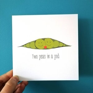Two peas in a pod Card, Valentines Day card, anniversary, engagement card, valentines gift, cute card, peas, peas in a pod, valentine&#39;s day