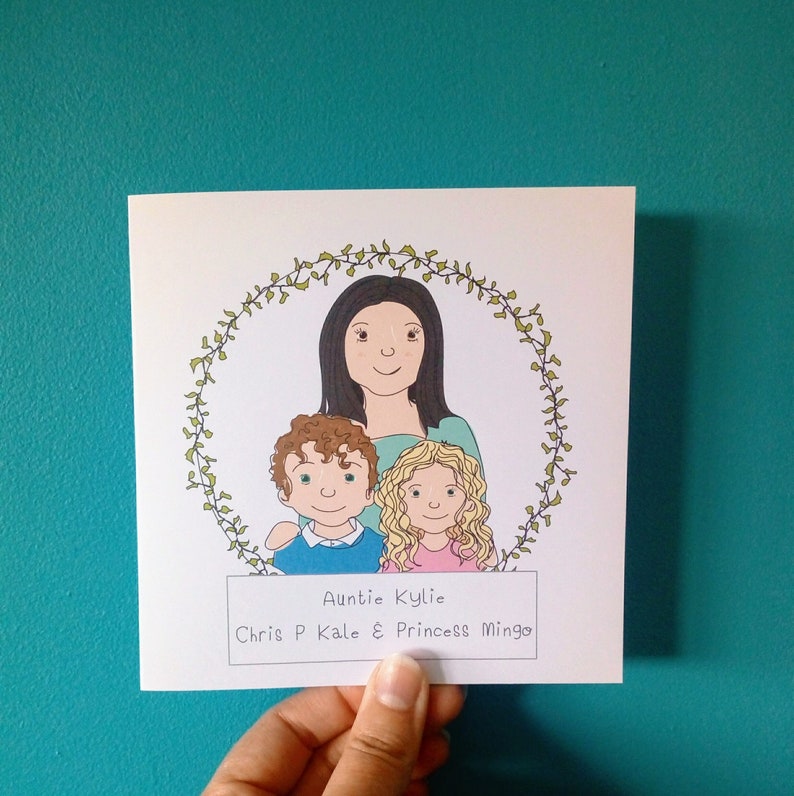 Cartoon Card, personalised card, cartoon illustration, family portrait card, anniversary, engagement, cartoon illustration card, cute card image 2