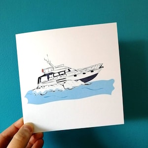 Boat Card, speed boat card, sailing boat card, birthday card, speedboat, sailing, sea, fishing, card for him, for him, fathers day