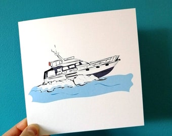 Boat Card, speed boat card, sailing boat card, birthday card, speedboat, sailing, sea, fishing, card for him, for him, fathers day