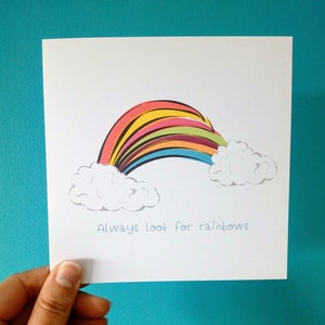 Recherchez une carte arc-en-ciel, carte arc-en-ciel, carte arc-en-ciel, carte pense à vous, cadeau arc-en-ciel, carte câlin de poche, carte câlin de poche