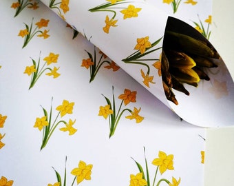 Daffodil Gift Wrap, Wrapping Paper, floral wrapping paper, flowery gift wrap