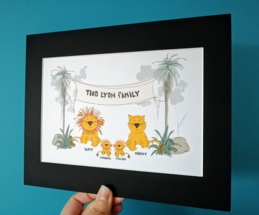 Personalized Lion Family Print: Custom Wall Art Gift - Etsy