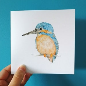 Kingfisher Happy Birthday Card: Hand-Drawn Bird Art