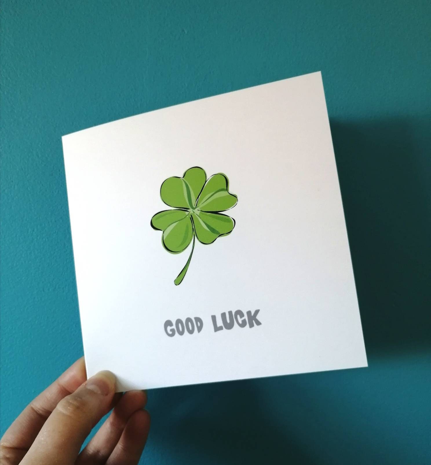 Buy Four Leaf Clover Good Luck Card: Hand Drawn 6x6