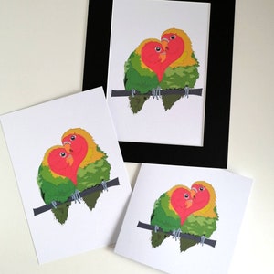 Carte Love Birds, impression tourtereaux, tourtereaux, love island, type sur papier, top 3, carte d'anniversaire, carte de fiançailles, carte de mariage, cadeau de mariage