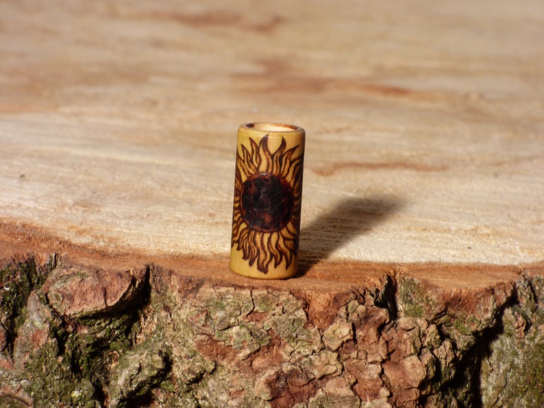 Dreadlock beads dreadlock beads dread beads with burnt-in motif sunflower sun 6-16 mm of bamboo hippie boho Jatas alternative