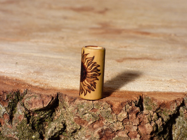 Dreadlock beads dreadlock beads dread beads with burnt-in motif sunflower sun 6-16 mm of bamboo hippie boho Jatas alternative
