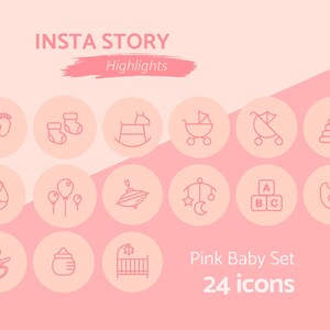 Pink Baby Set, Instagram covers, Highlight Covers, Instagram Icons, Instagram Story Icons