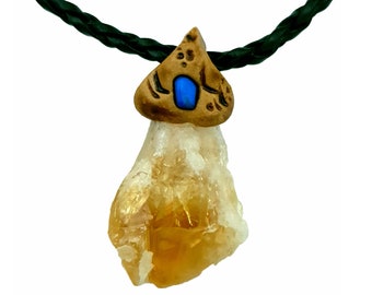 Citrine raw crystals healing  stone necklace natural gemstone pendant.