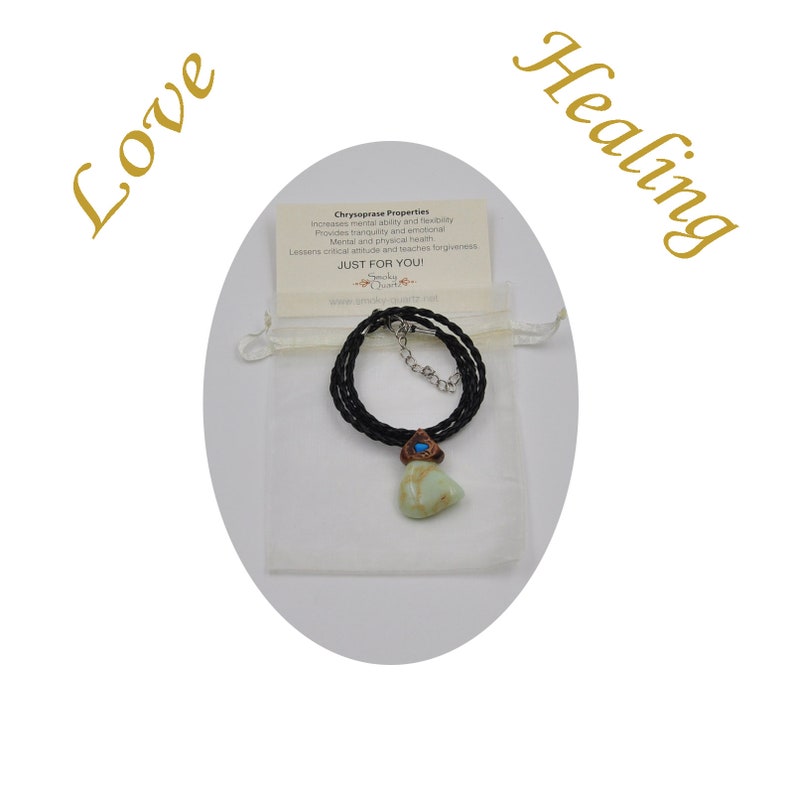 Chrysoprase crystals healing stone necklace natural gemstone pendant.