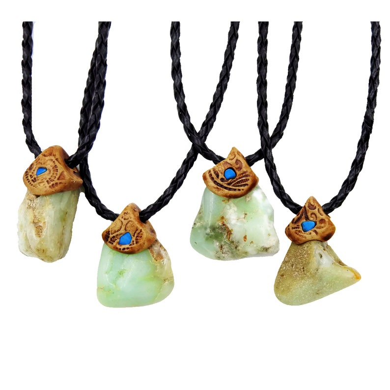 Chrysoprase crystals healing stone necklace natural gemstone pendant.