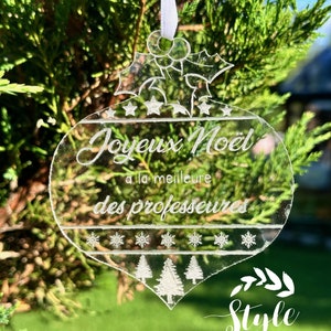 Acrylic ornament, teacher gift, educator gift, acrylic Christmas ball, Christmas ornament, Christmas gift, tree decoration, Stylebois