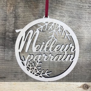 godfather gift, godmother gift, wooden ornament, Christmas ball, wooden Christmas ball, tree ornament, wooden Christmas decoration, Christmas tree, Christmas decoration, wood style