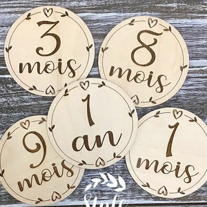 Pastille bois naissance,étapes bébé,pastille de bois étapes,photo bébé,baptême,cadeau amitié,souvenir,accessoire bébé,stylebois