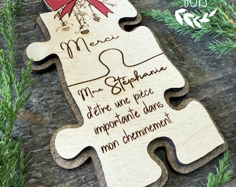 teacher gift, educator gift, French, Christmas gift, wooden ornament, wooden Christmas ball, tree ornament, Christmas decoration, wood style