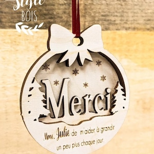 teacher gift, educator gift, English, French, personalized, wooden ornament, wooden Christmas ball, tree ornament, Christmas decoration, wood style
