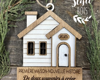 First house, first house ornament, wooden ornament, wooden Christmas ball, Christmas tree ornament, wooden Christmas decoration, Christmas decoration, wood style