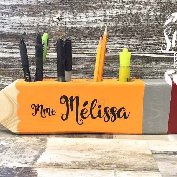 teacher gift, pencil holder, wooden pencil holder, pencil storage, pencil organizer, hand painted, wooden decorations, wood style