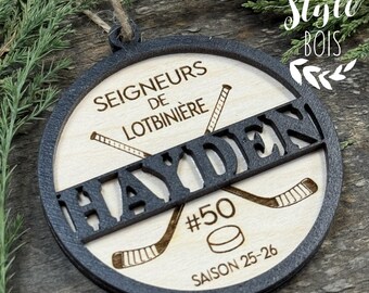 Personalized sports ornament, hockey, hockey ornament, sports Christmas tree ornament, hockey Christmas decoration, Christmas tree, Christmas decoration, wood style