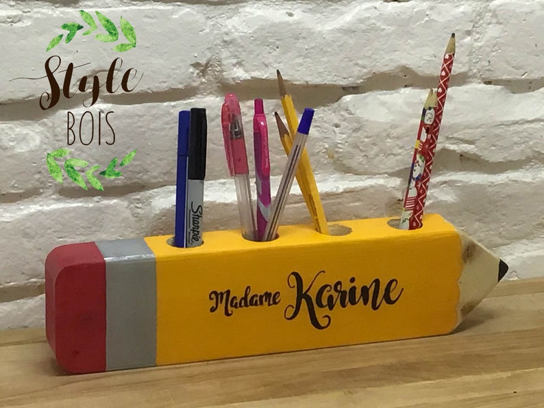 Teacher gift pencil holder wooden pencil holderrange Etsy