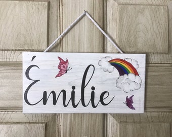 Door sign, door identification, bedroom door sign, wooden sign, hand-painted, children's room, wooden poster, wooden style