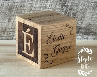 Birth cube, personalized baby cube, wooden birth block, baby decoration, birth keepsake, baby gift, wood style