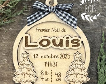 Baby's first Christmas, baby ornament, birth information, personalized baby ornament, wooden ornament, Christmas tree ornament, Christmas decoration, wood style