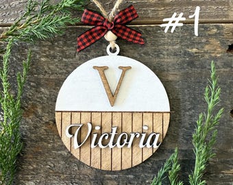 Baby's first Christmas, personalized first name ornament, wooden ornament, wooden Christmas ball, tree ornament, wooden Christmas decoration, Christmas decoration, wood style