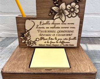 Office item, notepad, pencil holder, wooden pencil holder, personalized, pencil storage, laser engraving, wooden decorations, wooden style