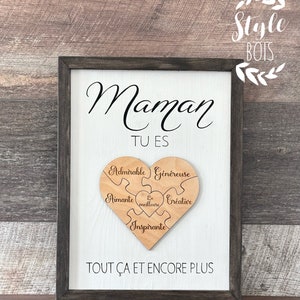 Mom gift, mother's day, farmhouse, puzzle decoration, family decoration, wooden sign, hand painted, wooden poster, wood style