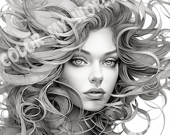 Mara Adult Greyscale Coloring Page