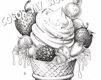 IJshoorntje Met Fruit Volwassen Kleur Grijstinten