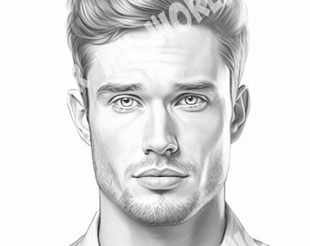 Ryan Adult Coloring Greyscale