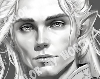 Mannelijke blonde elf volwassen kleuren grijstinten