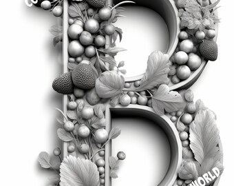 Letter B grijswaarden kleurplaat