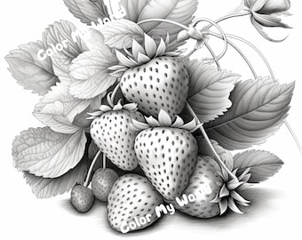 Strawberry Greyscale Coloring Page