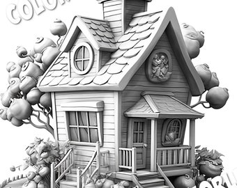 Huis 1 Grijstinten kleurplaat