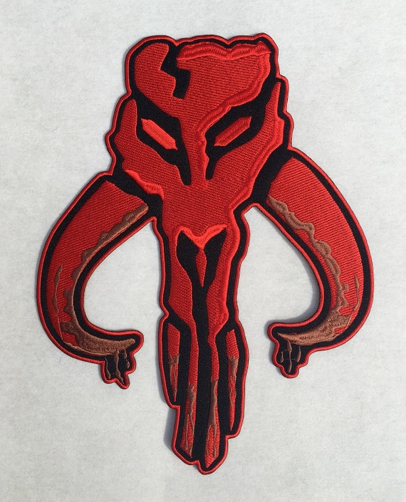 Star Wars Mandalorian Bounty Hunter Mythosaur Skull Symbol Ironon Sew On Patch Sci Fi Horror Collectibles Collectibles