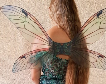 Colored blue fairy wings, a gift for a girl, a fairy flower girl