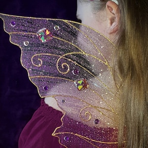 Golden purple butterfly wings fairy costume fairytale wings gift fo girl play child costume wings butterfly gift for daughter for birthday