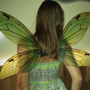 Fairy wings bright colored green, a gift for a girl, a flower fairy.