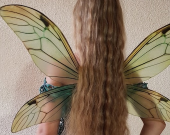 green colored fairy wings, girl gift, flower fairy.