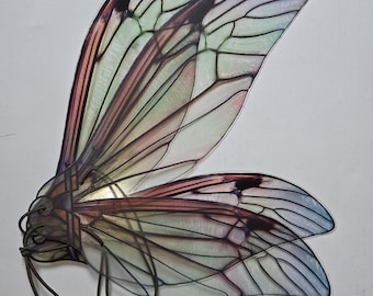 Alas de hada verdes multicolores: impresión realista de alta calidad de la imagen, plástico ligero, correas ajustables, accesorios para fotos.