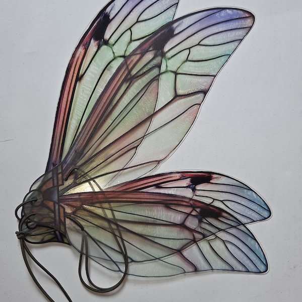 Ailes de fée vertes multicolores : impression réaliste de haute qualité de l'image, plastique léger, bretelles réglables, accessoires photo