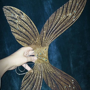asas de borboleta douradas brilhantes com muitos strass fantasia de fada presente para menina fantasia asas de borboleta para aniversário florista