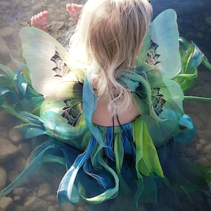 green Baby and Kids Flower Fairy Wings Dress Up, Quality Print, Lightweight and Comfortable Fairy Wings for Kids and Party, Pretend Play